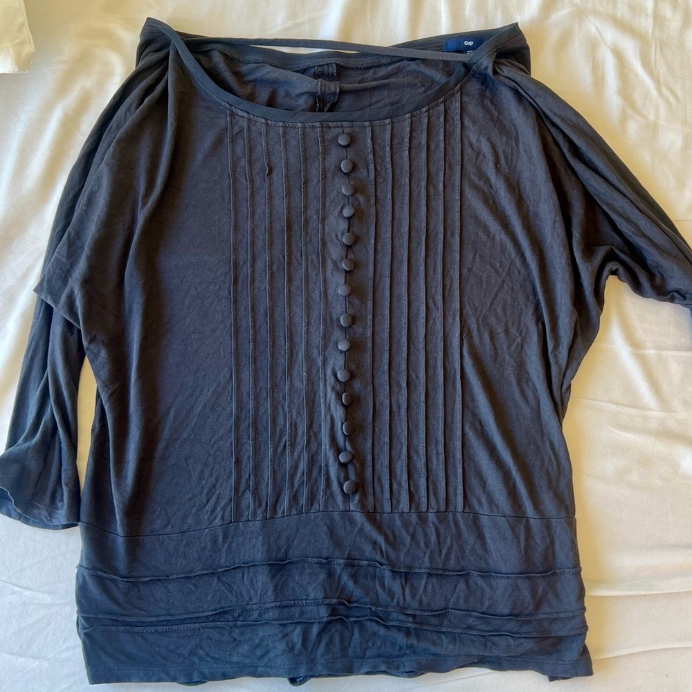 GAP Charcoal Button-Front Blouse